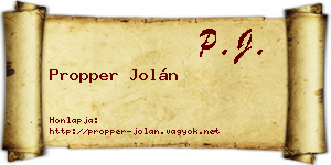 Propper Jolán névjegykártya