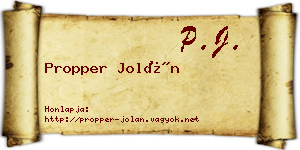 Propper Jolán névjegykártya